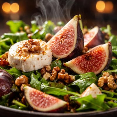 Image of Goat Cheese Fig Salad with Sherry Walnut Oil Vinaigrette