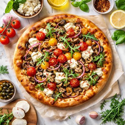 Image of Goat Cheese Gourmet Vegetarian Pizza