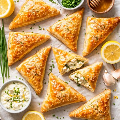 Image of Goat Cheese Lemon and Chive Turnovers