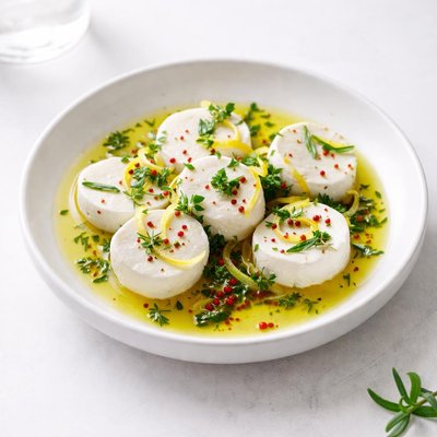 Image of Goat Cheese Marinated with Lemon and Herbs