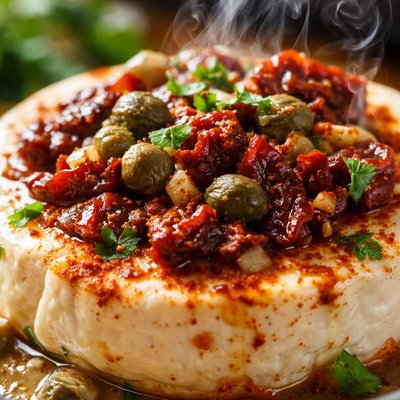 Image of Goat Cheese with Paprika Garlic Sun Dried Tomatoes and Capers