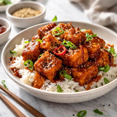 Image of Tofu con salsa keto de Gochujang