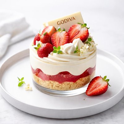 Image of Godiva White Chocolate Mascarpone Cream Strawberry Parfait