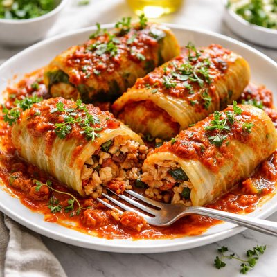 Image of Golabki Polish Stuffed Cabbage Rolls Vegetarian Version