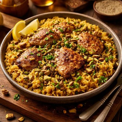 Image of Gold Rice with Chicken and Pistachio