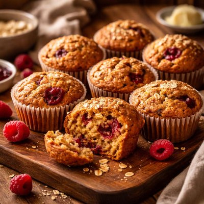 Image of Golden Bran and Raspberry Muffins