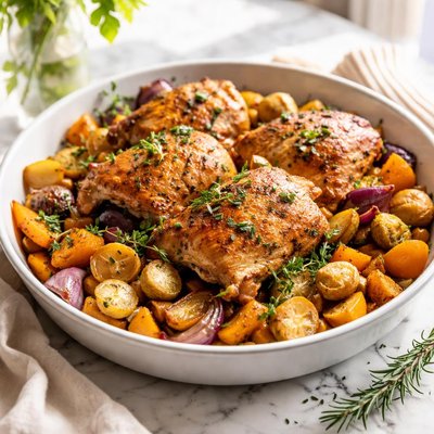 Image of Golden Chicken and Autumn Vegetables