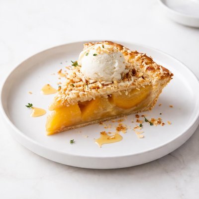Image of Golden Coconut Peach Pie