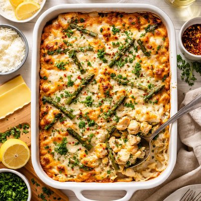 Image of Golden Crusted Chicken Asparagus Lasagna
