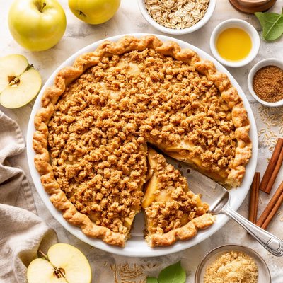 Image of Golden Delicious Apple Pie with Oatmeal Crumb Topping