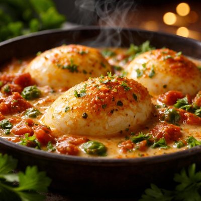 Image of Golden Eggs in Creole Cream Sauce