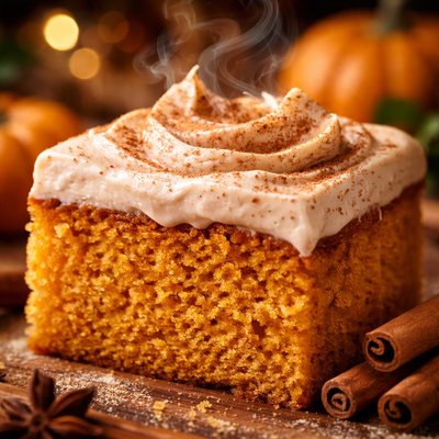 Image of Golden Pumpkin Cake with Cinnamon Frosting