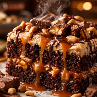 Image of Gooey Snickers Cake
