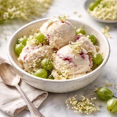 Image of Gooseberry and Elderflower Ice Cream