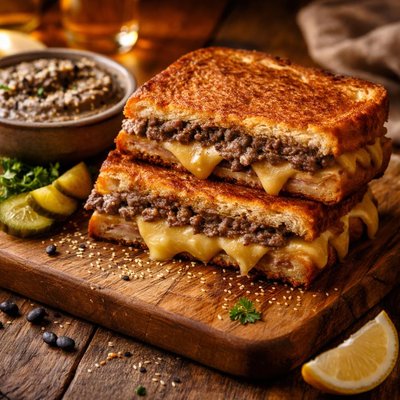 Image of Gouda Grilled Cheese with Tahini Black Bean Hummus
