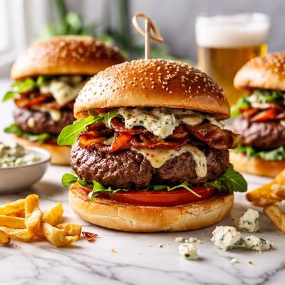 Image of Gourmet Bleu Cheese Burgers