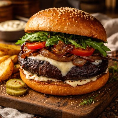 Image of Gourmet Portabella Mushroom Burger