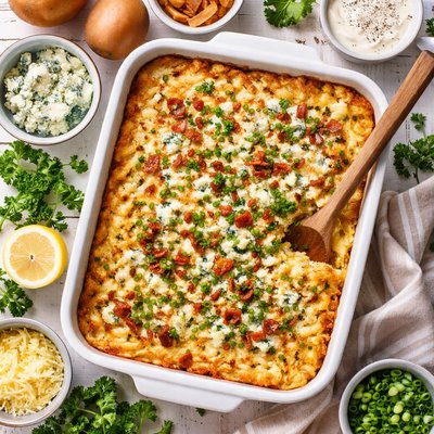 Image of Grated Potato and Blue Cheese Casserole