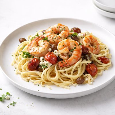 Image of Grecian Shrimp Over Pasta