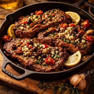 Image of Grecian Skillet Rib Eyes