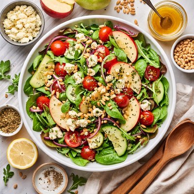 Image of Greek Apple Salad with Pine Nuts and Feta