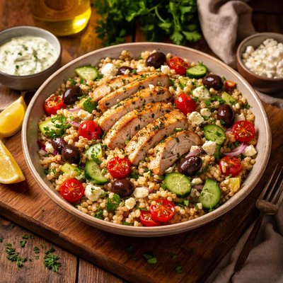 Image of Greek Chicken and Barley Salad