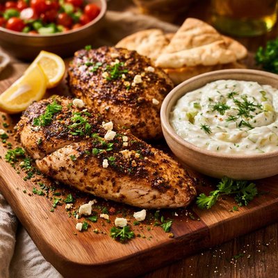 Image of Greek Chicken and Cucumber Sauce