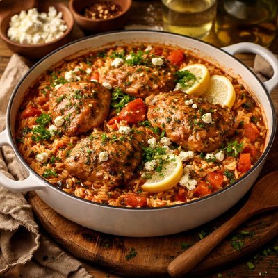 Image of Greek Chicken and Orzo Kota Manestra