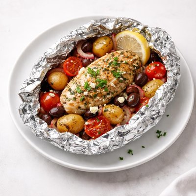 Image of Greek Chicken and Potato Packets for the Grill