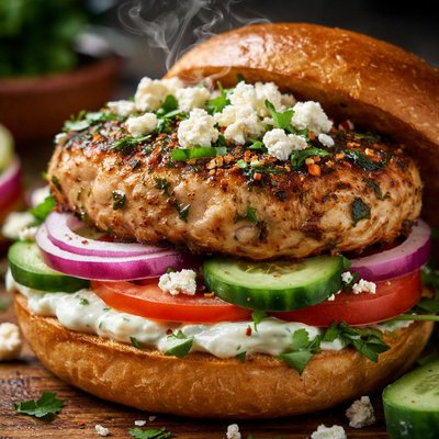 Image of Greek Chicken Burgers with Feta