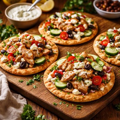 Image of Greek Chicken Pita Pizzas