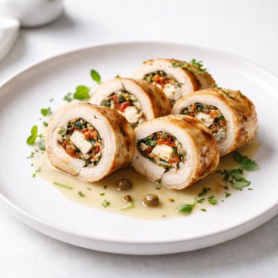 Image of Greek Chicken Roulades W White Wine Reduction
