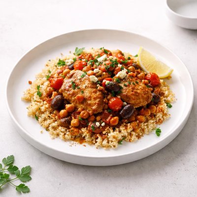 Image of Greek Chicken Stew with Cinnamon Couscous