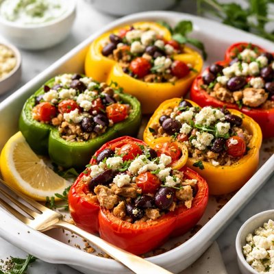 Image of Greek Chicken Stuffed Bell Peppers