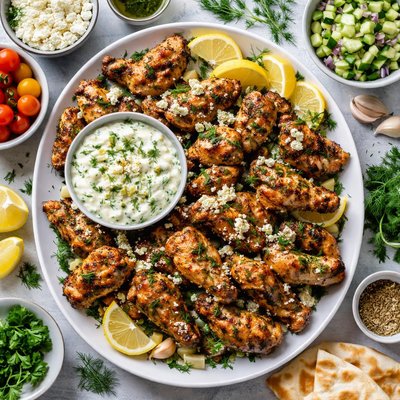 Image of Greek Chicken Wings W Cucumber Feta Sauce