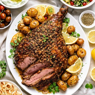 Image of Greek Easter Leg of Lamb with Garlic and Oregano