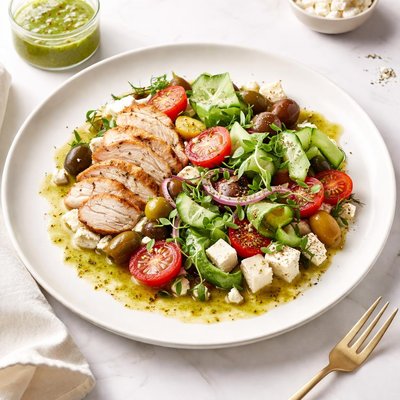 Image of Greek Fit for the Gods Salad with Spicy Cucumber Dressing