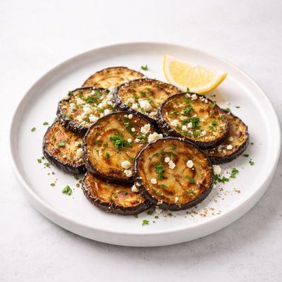 Image of Greek Fried Eggplant Aubergine Melitzanes Tiganites