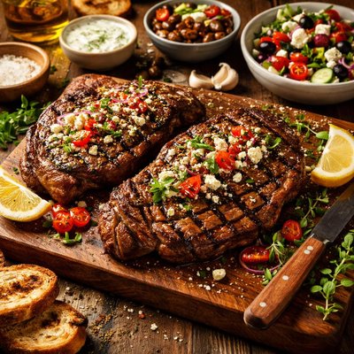 Image of Greek Grilled Ribeye Steaks