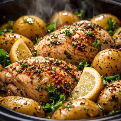 Image of Greek Herbed Chicken Potatoes Crock Pot