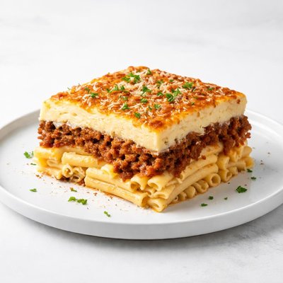 Image of Greek Macaroni Hamburger Casserole Makaronia Phournista