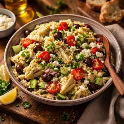 Image of Greek Orzo Artichoke Salad