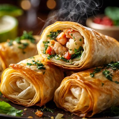 Image of Greek Phyllo Seafood Rolls