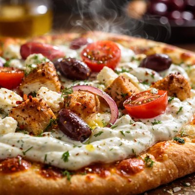 Image of Greek Pizza with Tzatiki