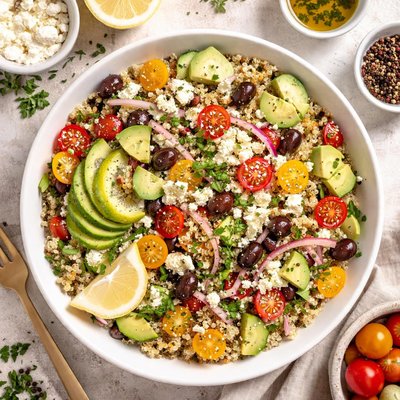Image of Greek Quinoa Salad with Avocados