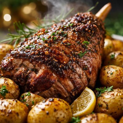 Image of Greek Roast Leg of Lamb with Potatoes