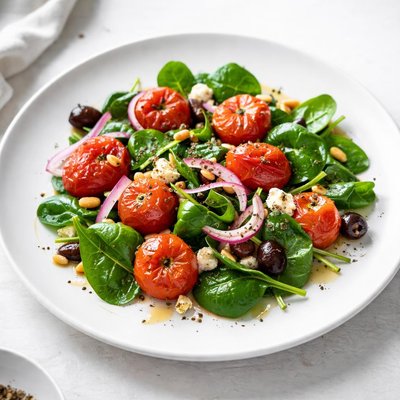 Image of Greek Roasted Tomato and Spinach Salad