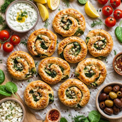 Image of Greek Spinach Cheese Rolls Appetisers