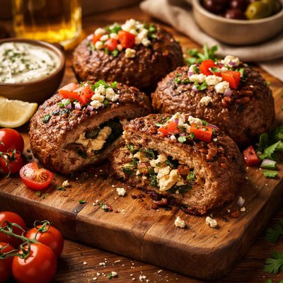 Image of Greek Stuffed Hamburgers