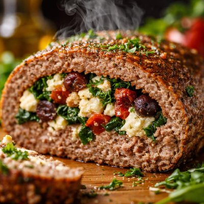 Image of Greek Stuffed Meatloaf